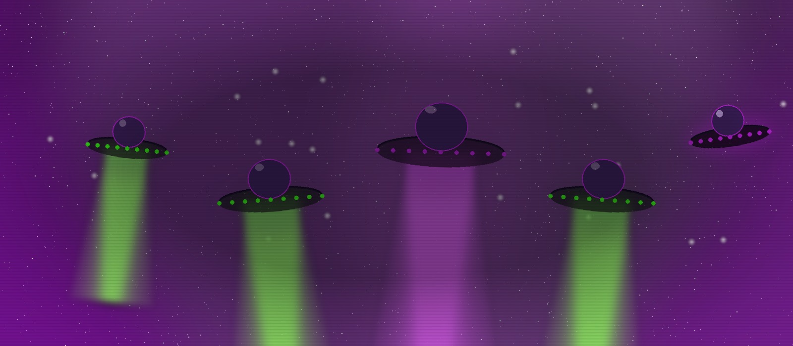The fleet — five saucers in formation over the night sky